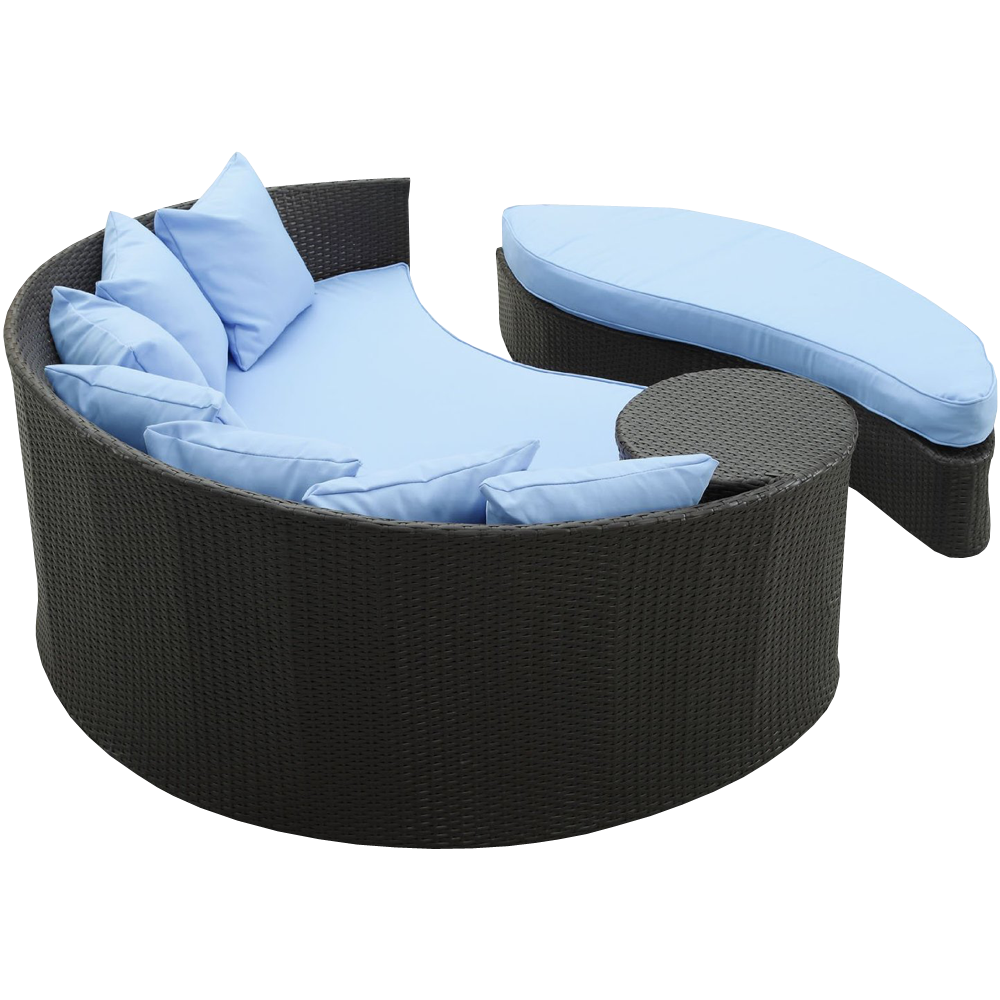 LexMod Taiji Outdoor Wicker Patio Daybed with Ottoman in Espresso