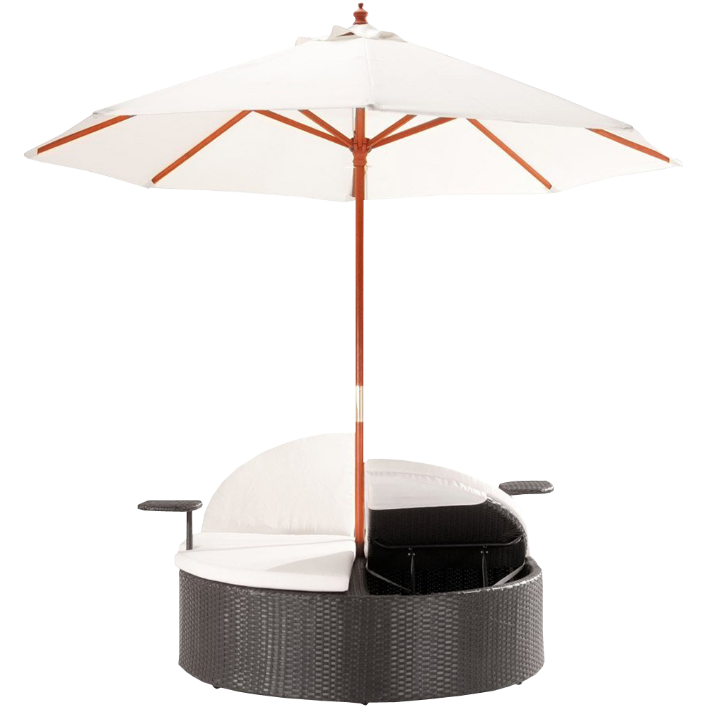 Marbella Espresso Outdoor Patio Double Chaise Lounge Bed with Umbrella