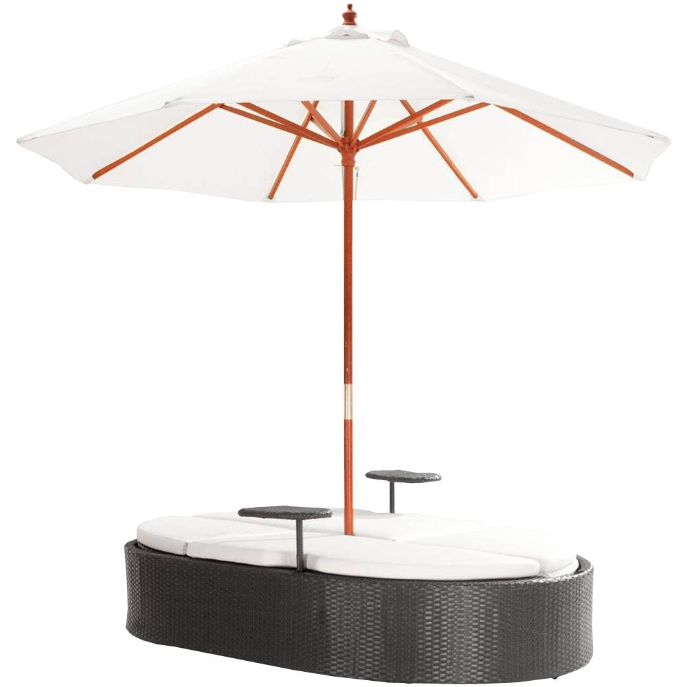 Marbella Espresso Outdoor Patio Double Chaise Lounge Bed with Umbrella