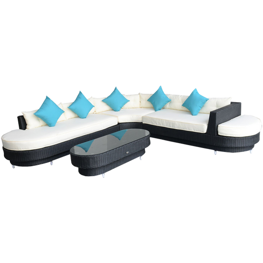 Outsunny 4-Piece Deluxe Outdoor Patio PE Rattan Wicker Oval Sofa Sectional Furniture Set