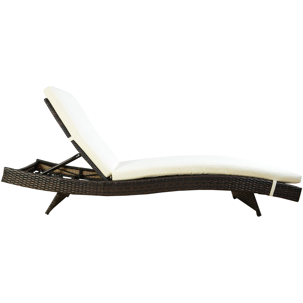 Outsunny Adjustable PE Rattan Wicker Patio Chaise Lounge Chair