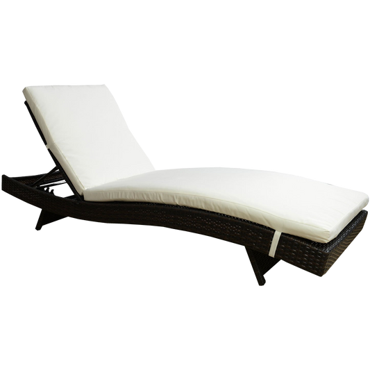 Outsunny Adjustable PE Rattan Wicker Patio Chaise Lounge Chair