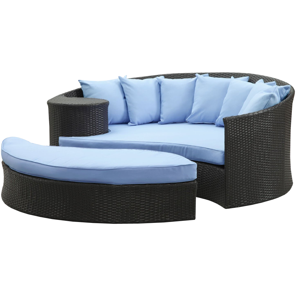 LexMod Quest Circular Outdoor Wicker Rattan Patio Daybed