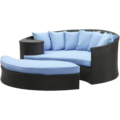 LexMod Quest Circular Outdoor Wicker Rattan Patio Daybed