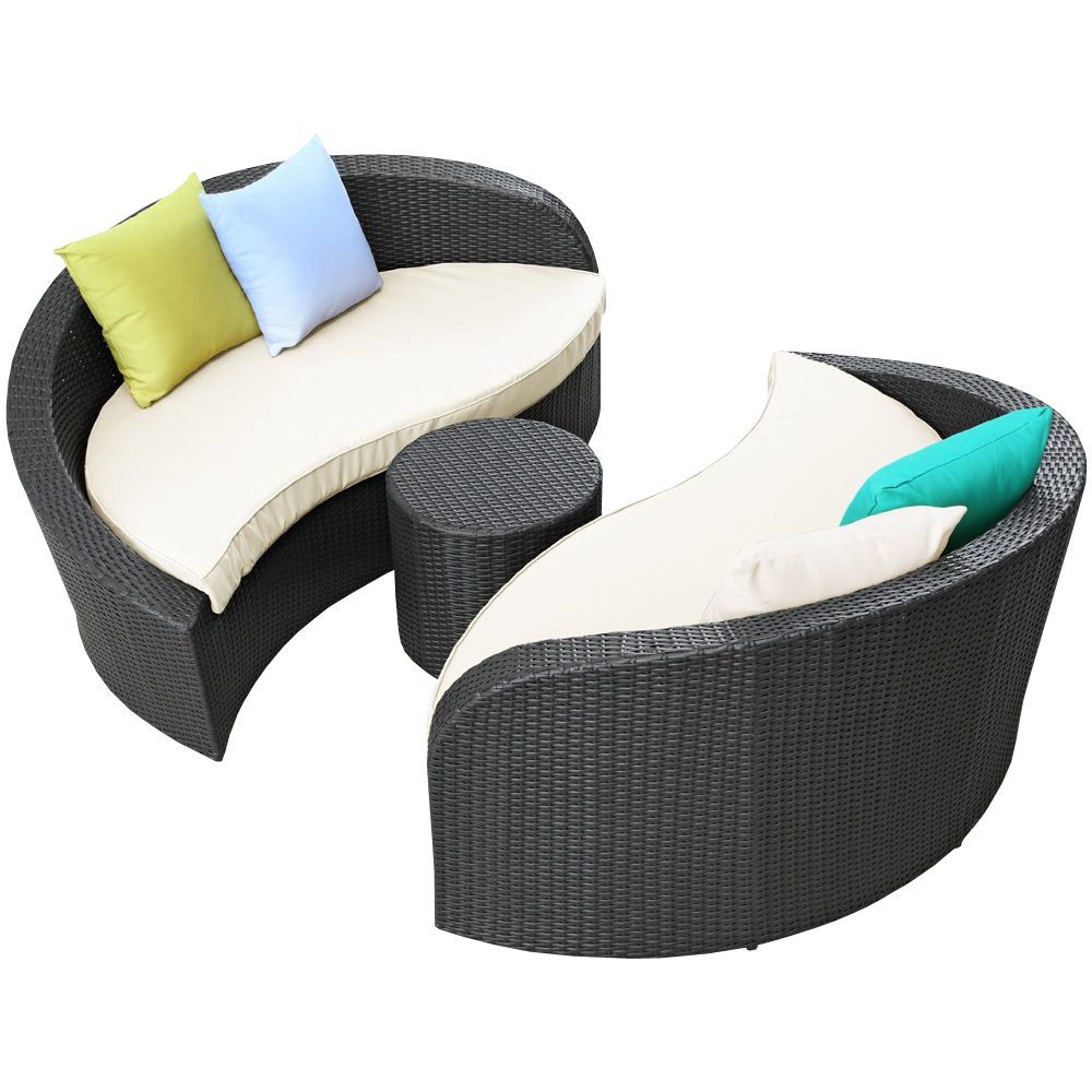 LexMod Twirl Outdoor Wicker Patio 3 Piece Sofa Set