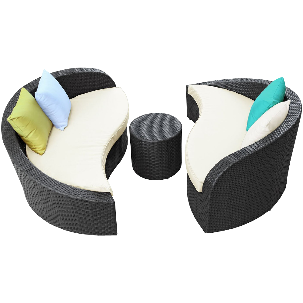 LexMod Twirl Outdoor Wicker Patio 3 Piece Sofa Set