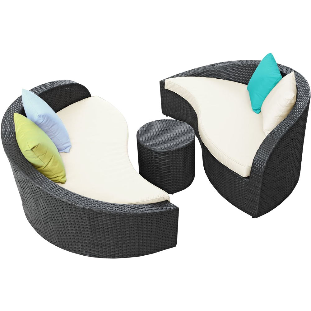 LexMod Twirl Outdoor Wicker Patio 3 Piece Sofa Set