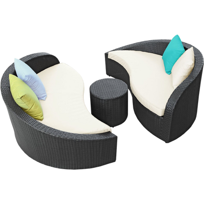 LexMod Twirl Outdoor Wicker Patio 3 Piece Sofa Set