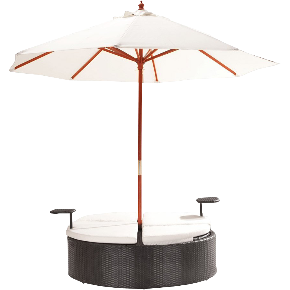 Marbella Espresso Outdoor Patio Double Chaise Lounge Bed with Umbrella